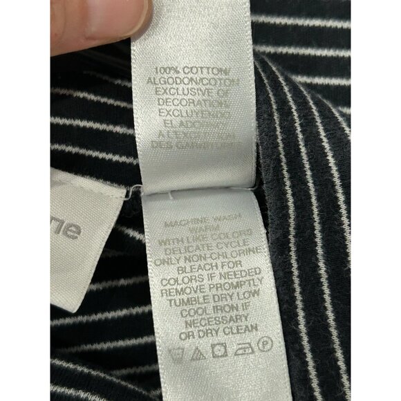 Liz Claiborne Striped Turtleneck Long Sleeve Top Black White Sz Small Knit Chic - Picture 7 of 9